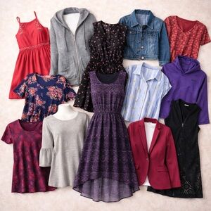 Size L-XL Women’s Clothing Lot 12 Pieces Dresses Tops Jacket Sweater Resale